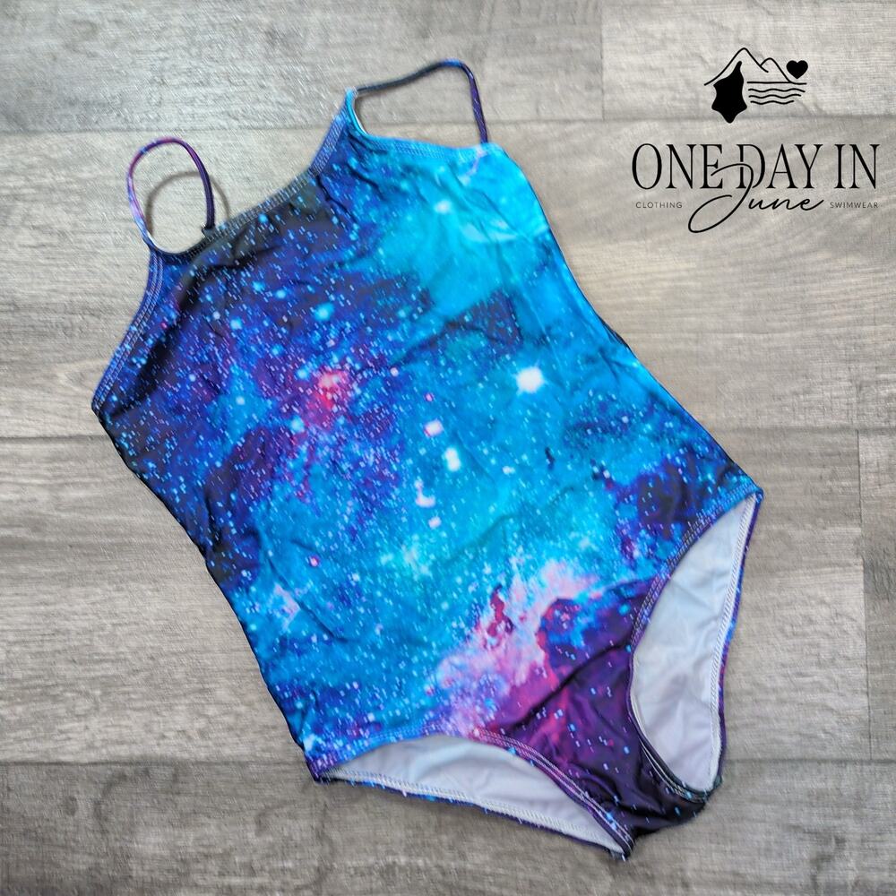 Aleumdr Girl's Galaxy One Piece Swimsuit Size 2XL